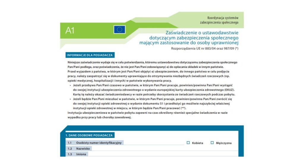 Zaświadczenie A1