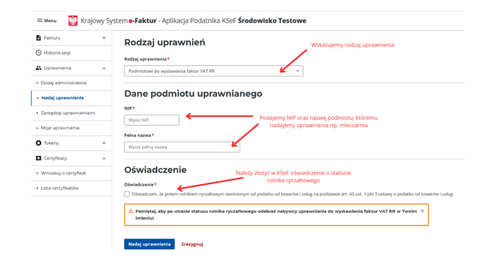 Rolnik ryczałtowy a KSeF logowanie nadawanie uprawnień